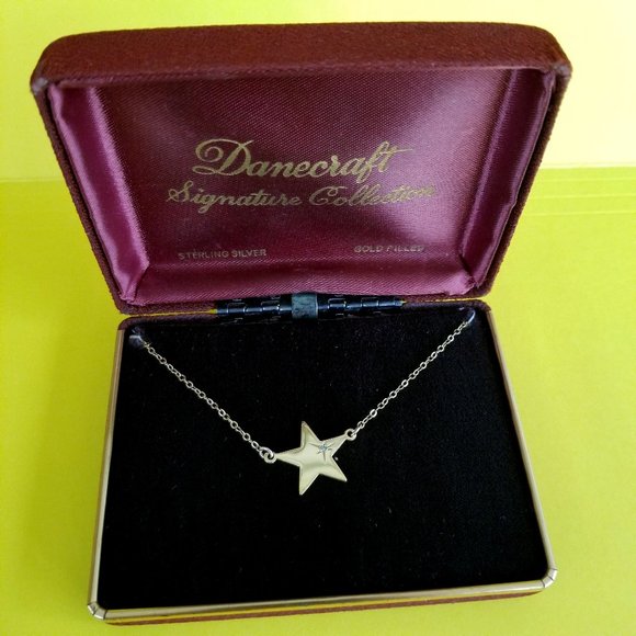 Danecraft Jewelry - Vintage Danecraft Gold Fill over Sterling Silver  ⭐️ Necklace with Diamond Chip